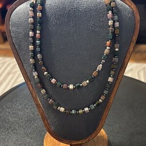 Elegant Gemstone Earth Tone Multicolor Beaded Necklace